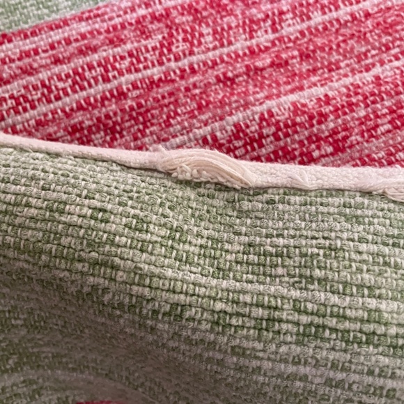 Vintage catalogne rag blanket, fits Queen bed. Striped, Red & Green. - Picture 8 of 14